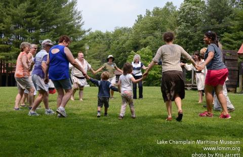 Visitors join the Round Dance at the Abenaki Heritage Weekend. Courtesy of Lake Champlain Maritime Museum