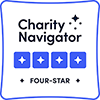 Four stars below the Charity Navigator logo.