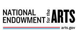 NEA logo has stripes across the bottom leading to arts.gov