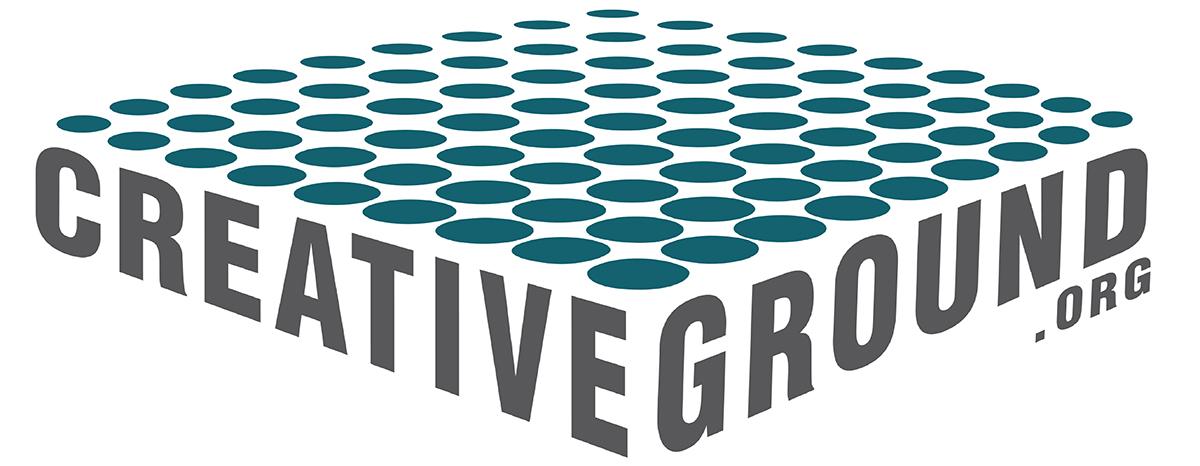 CreativeGround logo has circles that make up a plane of ground over the name.