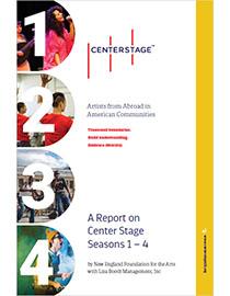 Report cover with images of 4 performing artists down the left side with the program logo and report name in the center and a yellow column aligning with the right margin