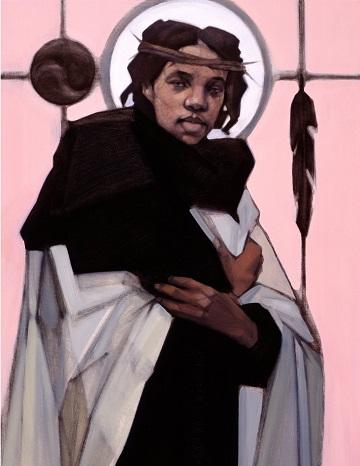 painting of Jesus depicted as a humble, holy, poor, black man