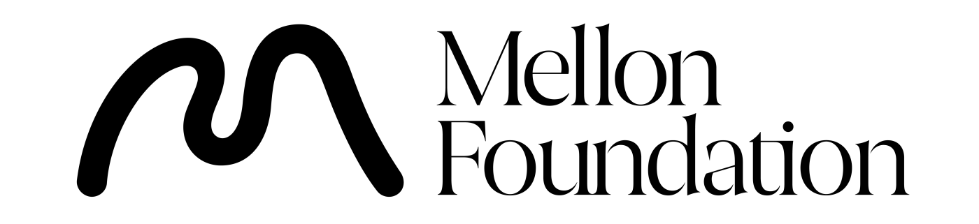 Mellon Foundation logo, a black free-form letter M on the left side of black Mellon Foundation text