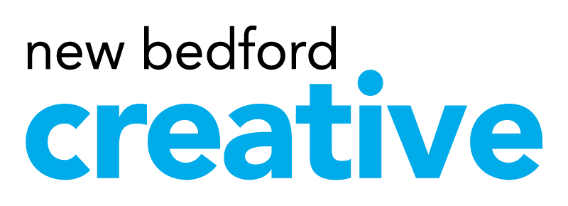 new bedford creative stylized in all lower case and a blue creative.