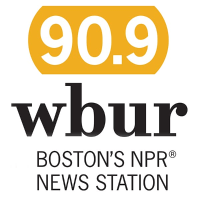 orange and black logo for WBUR