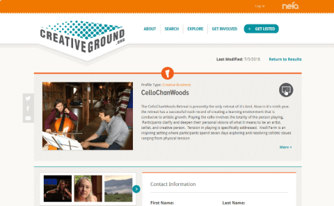 Screenshot of CelloChanWoods CreativeGround profile.