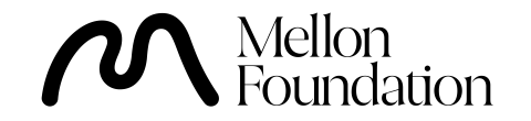 Mellon Foundation logo, a black free-form letter M on the left side of black Mellon Foundation text