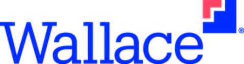 Wallace Foundation logo in blue text with a blue and red graphic square embellishment