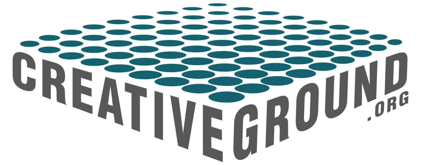 CreativeGround logo has circles that make up a plane of ground over the name.