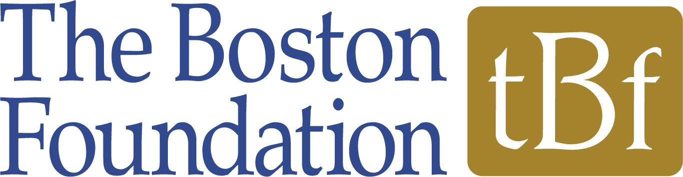 The Boston Foundation in blue text with a tan square on the right with "tBf" in white
