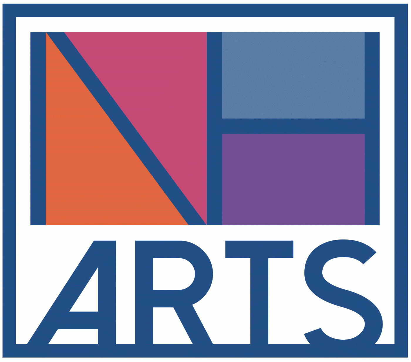 New Hampshire Council on the Arts' logo reads "NH Arts" and has orange, pink, blue, and purple shaded in between dark blue lettering.