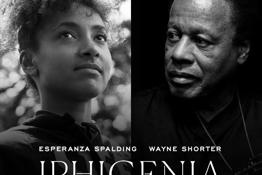 Portraits of a young woman of color and a Black man, over the text, "Iphigenia: A New Opera."