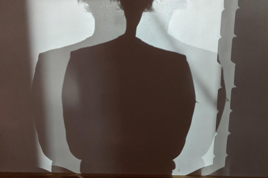 Shadow of a feminine torso.