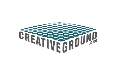 CreativeGround logo has a plane of flat circles over the name.