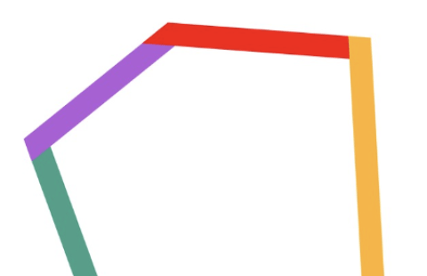 Arts and Culture Accessibility Hub logo has a house-like shape in rainbow color outline.