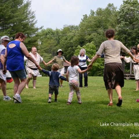 Visitors join the Round Dance at the Abenaki Heritage Weekend. Courtesy of Lake Champlain Maritime Museum