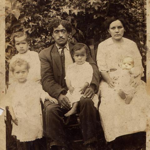 A scan of an old image of a family