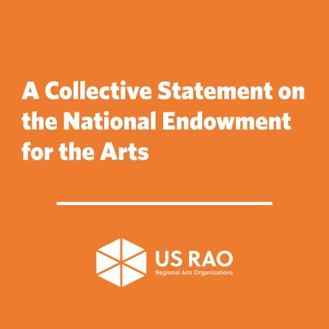 "A collective statement on the National Endowment for the Arts" over orange.
