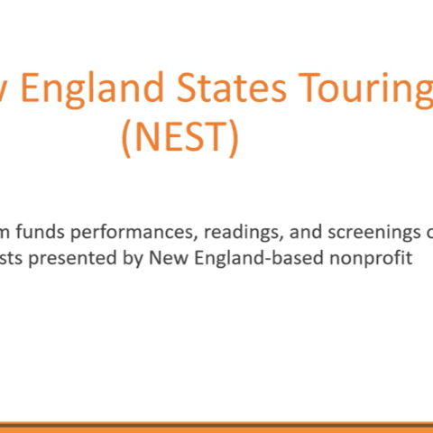 A "New England States Touring (NEST)" slide next to four talking heads.